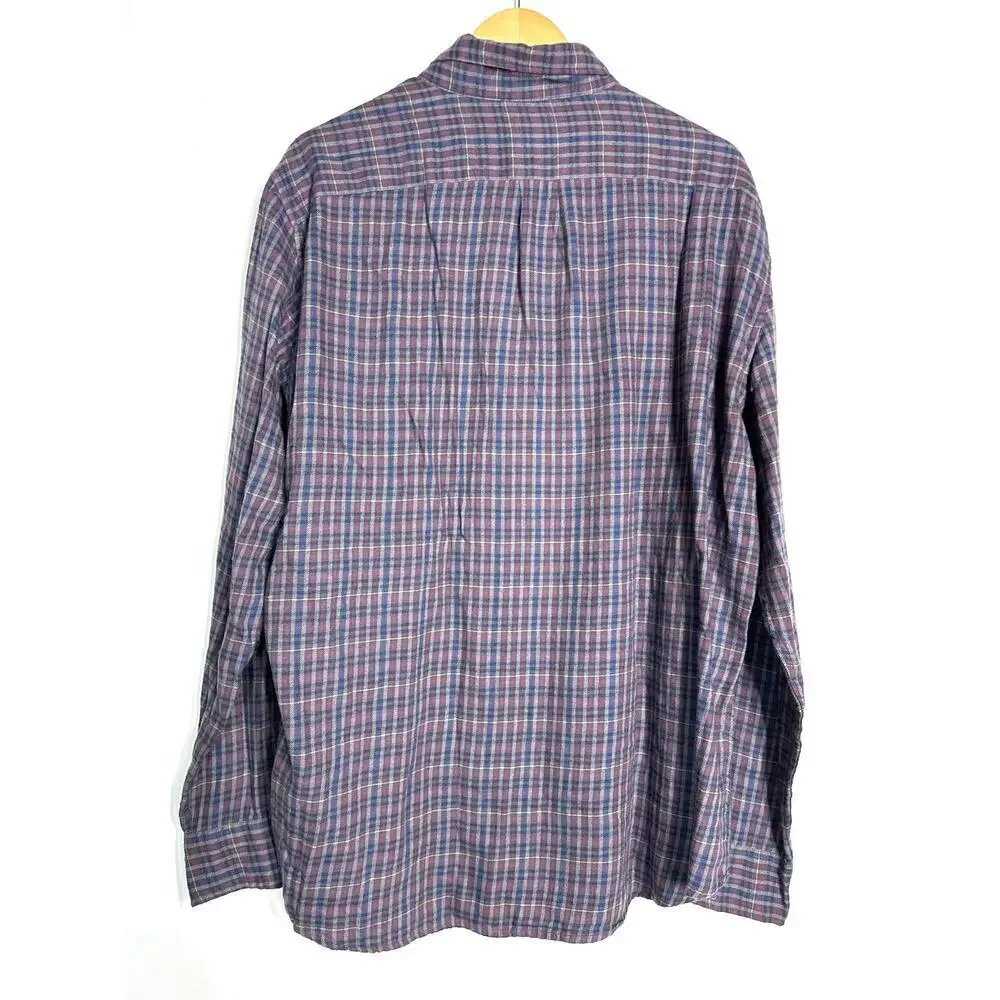 J. Crew Classic Brushed Twill Shirt Long Sleeve Button-Down Blue & Red Plaid XL